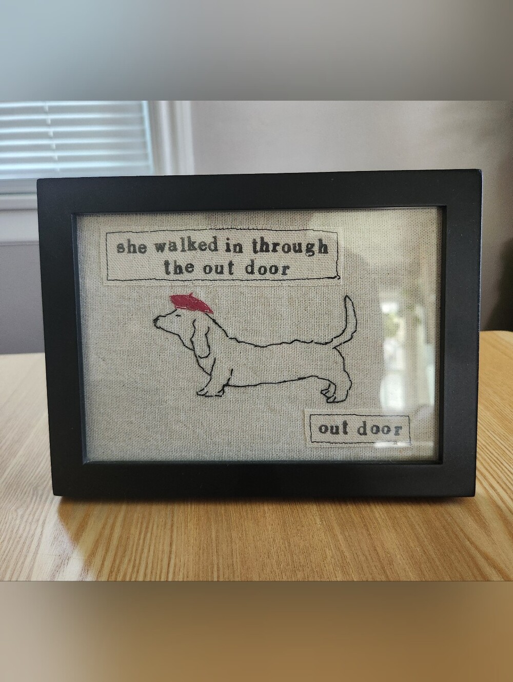 Homemade Framed Dachshund Stitched Art